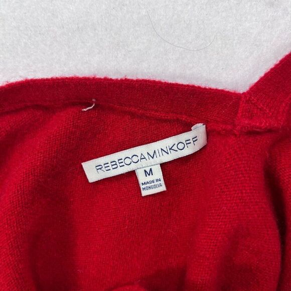 Rebecca Minkoff Sweater Women Medium Red 100% Cashmere Retro 70s Mob Wife Flare - Picture 3 of 11
